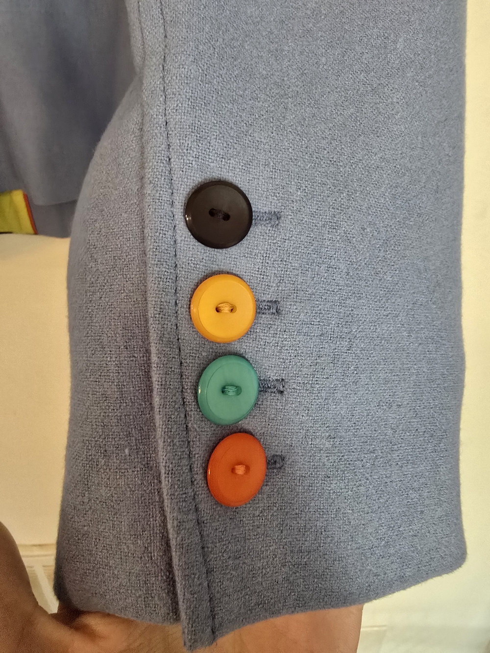Vintage - Harvé Benard Women's Blazer Jacket in Navy/Black, Blue & Orange - Picture 5 of 5